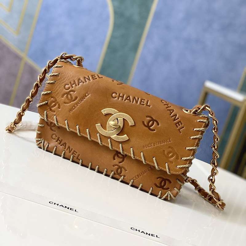 シャネル アイコン シングルチェーン パロディ ショルダーバッグ キャメル